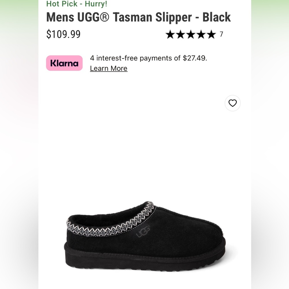 Mens UGG® Tasman Slipper - Black
